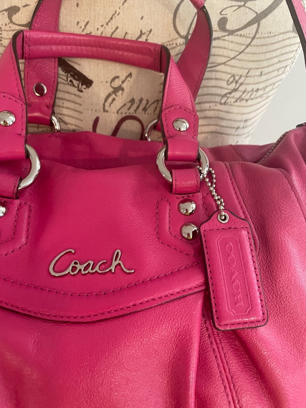 COACH - Ashley Pink Leather Satchel Bag - Picture 2 of 7